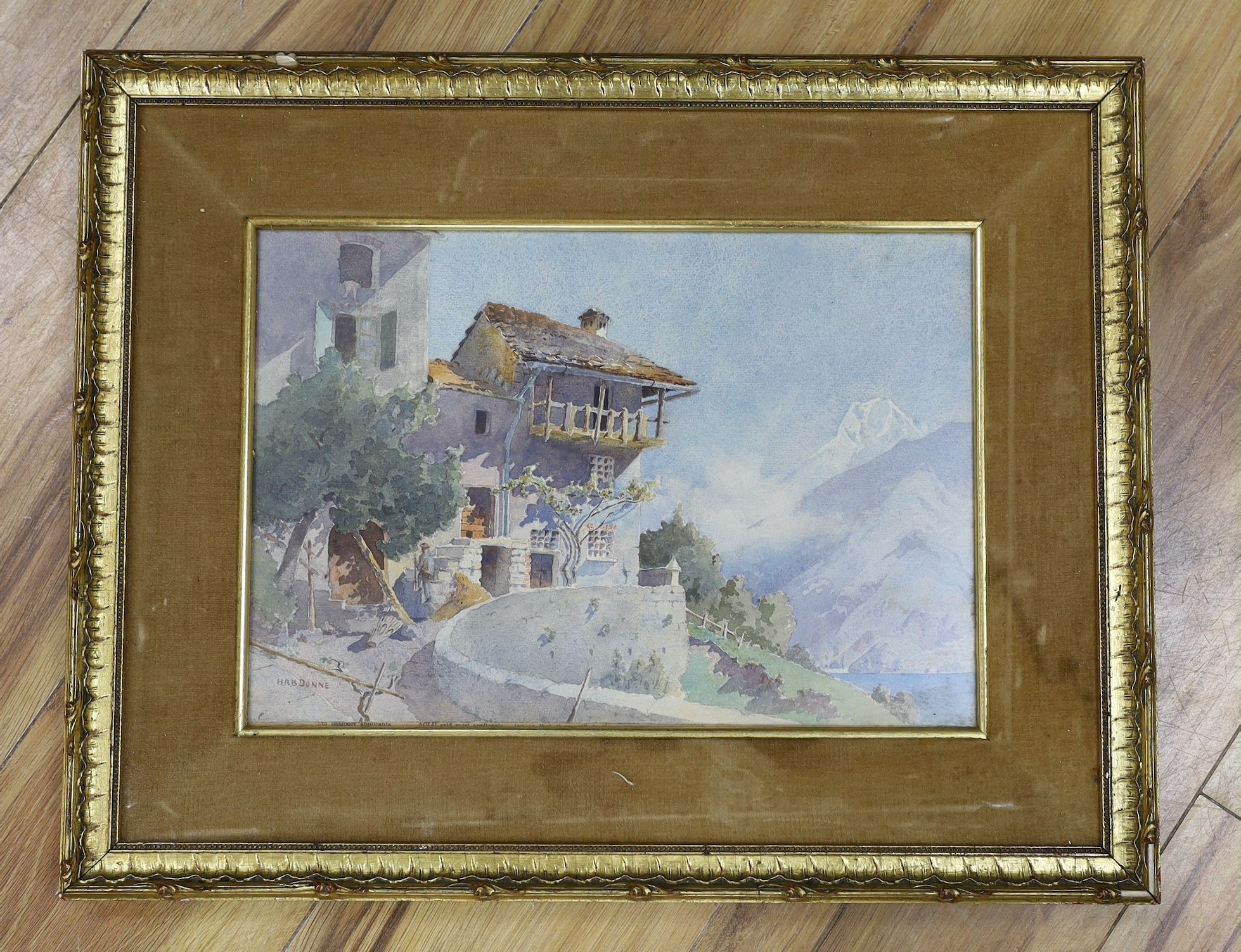 Henry Richard Beadon Donne (d. 1939), watercolour, Alpine cottage, signed, 24 x 34cm